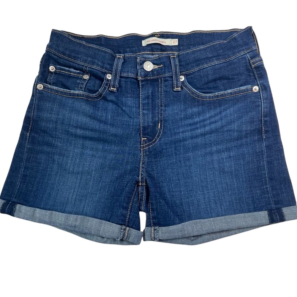 Levi’s Denim Shorts Size 27 Rolled Cuff Midi Length Mid Rise Jean Short